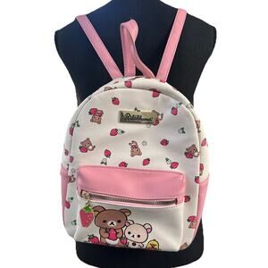 Rilakkuma Mini Backpack Teddy Bear Strawberry White Pink San-X Bioworld Small